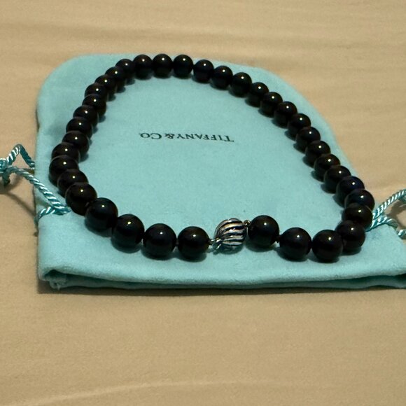 TIFFANY & CO. Onyx Bead Silver Collar Necklace - Picture 6 of 13